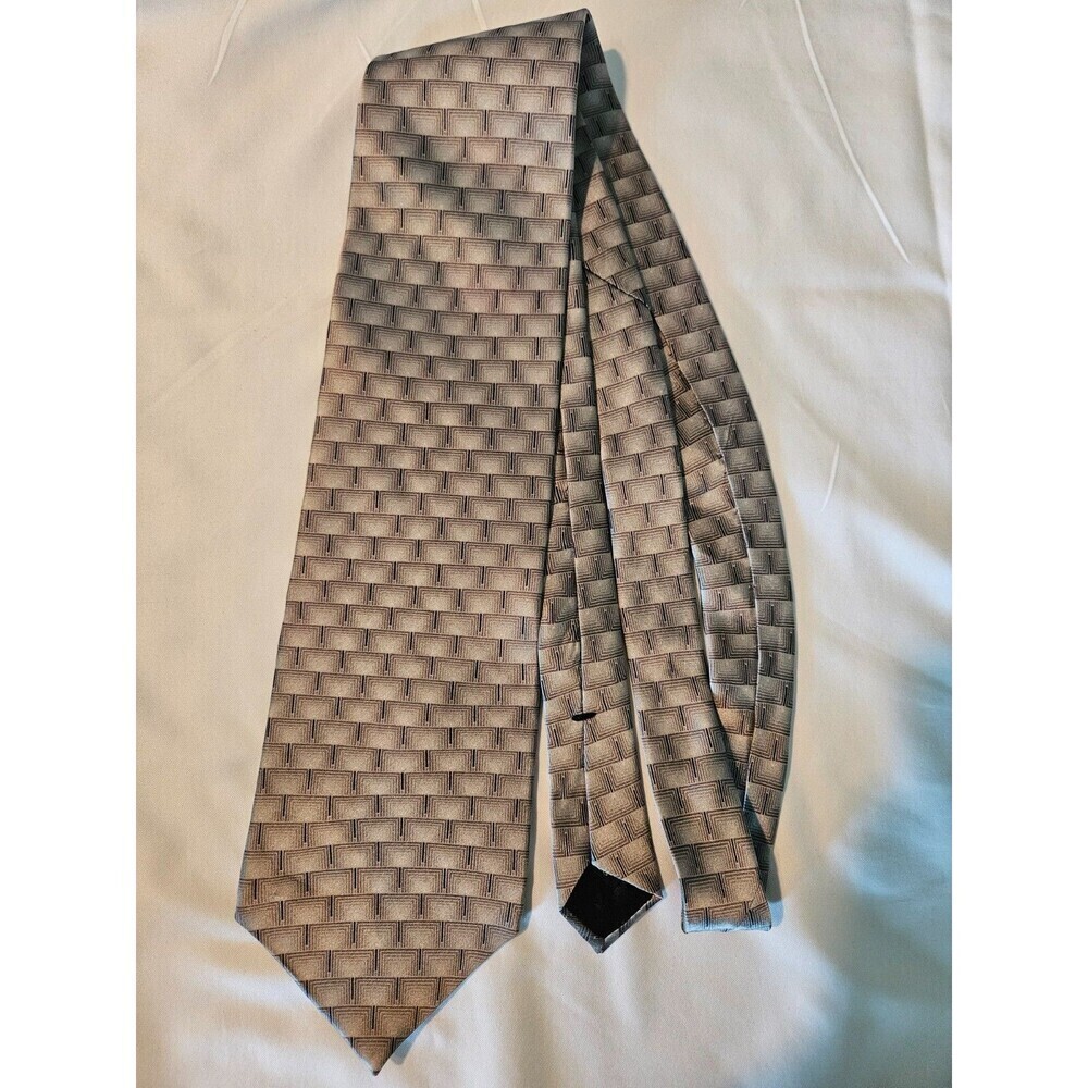 Bill Blass Necktie‎ Tie 100% Silk Gray And Blue Pattern
